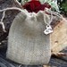 Burlap Wedding Favor Bags with Personalized Heart Charms (Set of 6)
