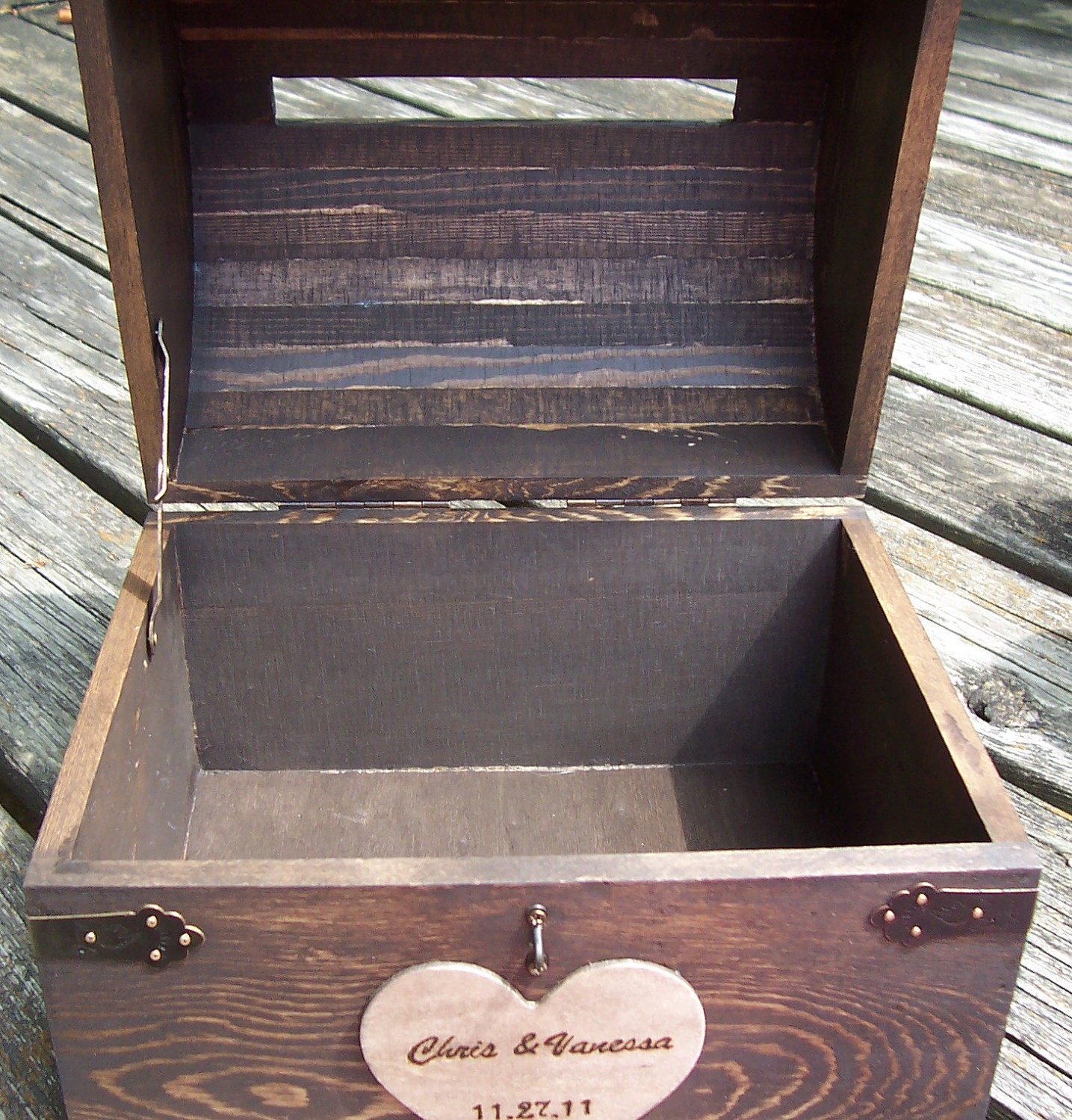 Wedding Card Box - Stained Rustic Wood Fairytale Treasure Chest with CARD SLOT - GoRustic Designs