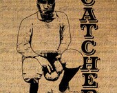 BASEBALL CATCHER Text SIGNALS Pitcher Sports Digital Collage Sheet Download Burlap Fabric Transfer Iron On Pillows Totes Tea Towels No. 3870 - Graphique
