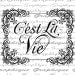 Cest La Vie French  Thats Life Text Typography Word Digital Image Download Sheet Transfer To Pillows Totes Tea Towels Burlap No. 2012
