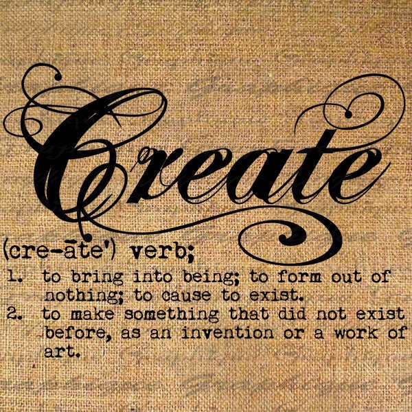 Digital Download Burlap Digital Collage Sheet Iron On Definition CREATE Text Typography Words Fabric Transfer Pillows Totes Tea Towels 2291