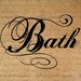 Digital Collage Sheet Download Burlap Fabric Transfer BATH City Swirl Script  Word Quote Text Iron On Pillows Totes Tea Towels No. 3267