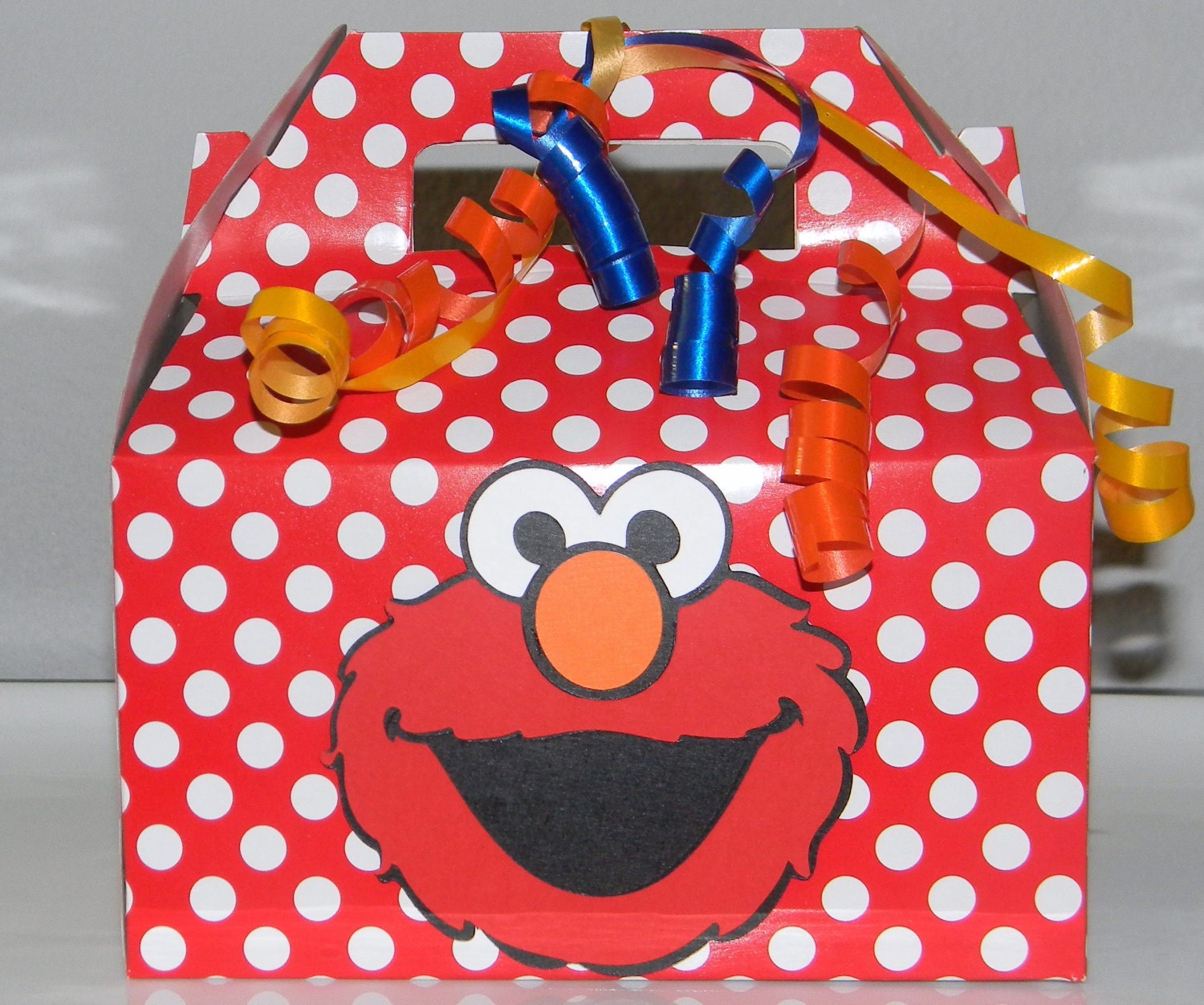 Elmo Favor Boxes - Medium Red and White Polka dots