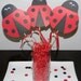 Lady Bug Centerpiece Picks- Set of 3 - Red and Black