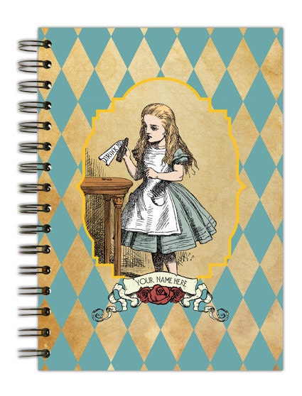 Alice in Wonderland-Notebook / Journal / Sketchbook / music lined paper with your name on the cover