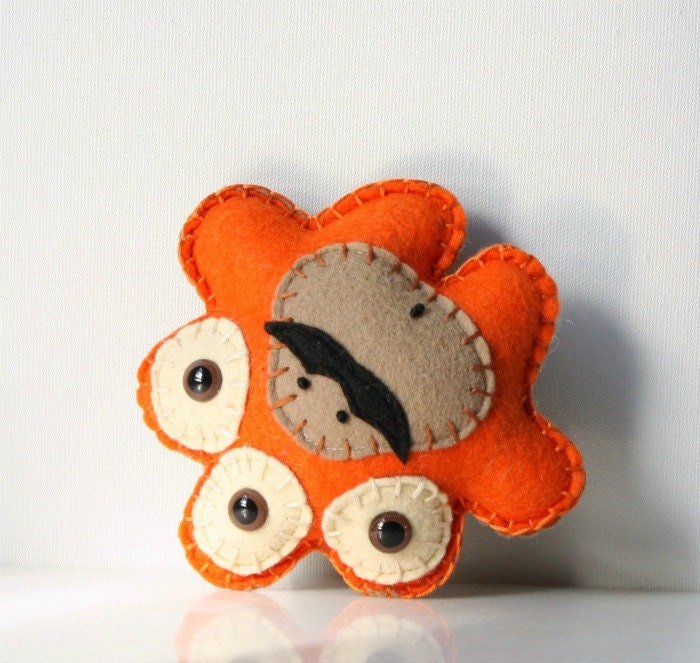 Stuffed Monster Plush, Plush Felt Monster, Alien Plush, Cute Plush, Felt Stuffed Monster, Orange