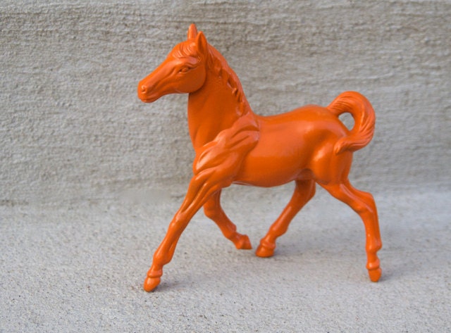 Orange Painted Horse - Funky Home Decor - Kitschy and Fun