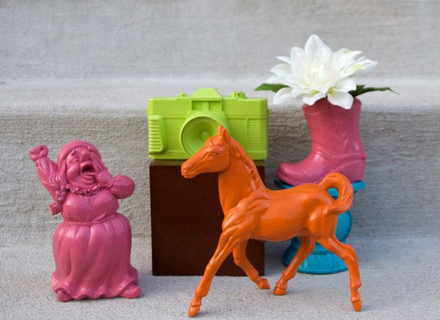 Orange Painted Horse - Funky Home Decor - Kitschy and Fun