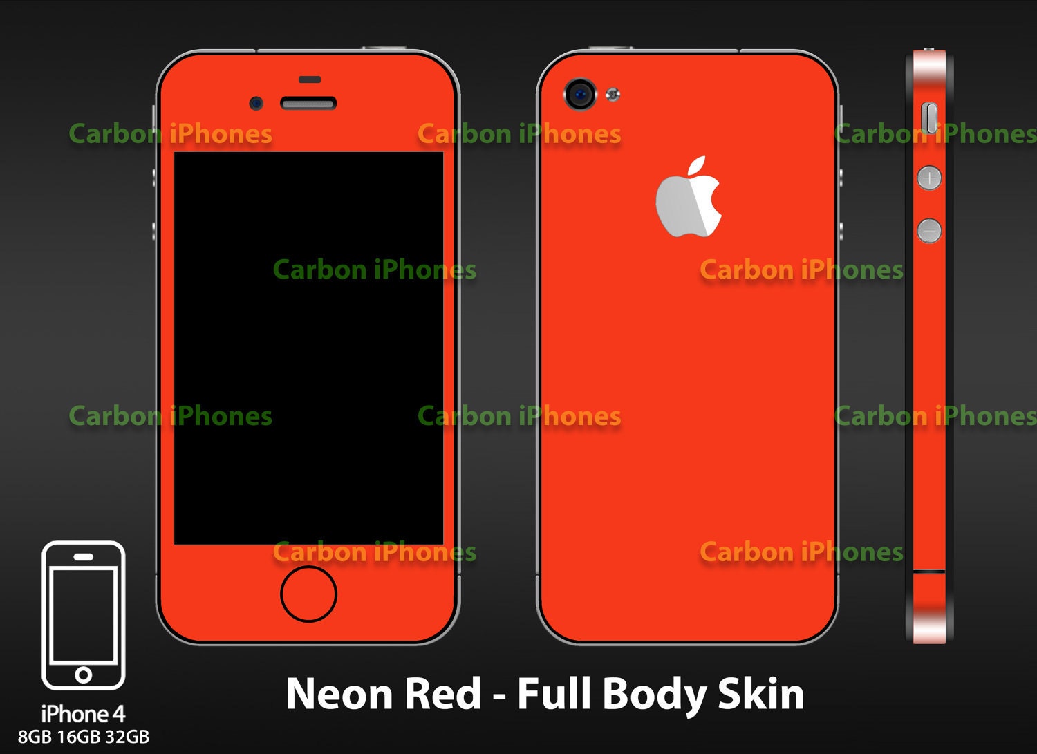 IPhone 4 Neon Red Full Body Skin Kit