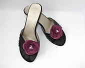 Purple Flower Shoe Clips Medium Size (Eggplant, Grape, Amaranth), Bridesmaid Gifts, Shoe Accessories
