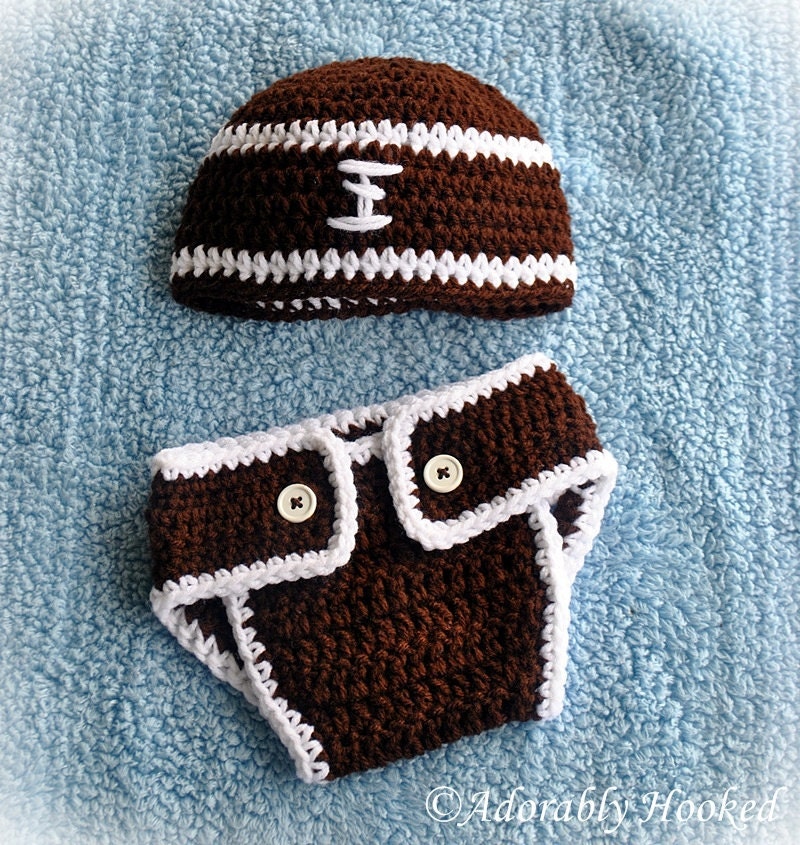 Baby Football Set, Football Diaper Cover Set, Football Hat, Football Beanie, MADE TO ORDER, Newborn to 12 Months