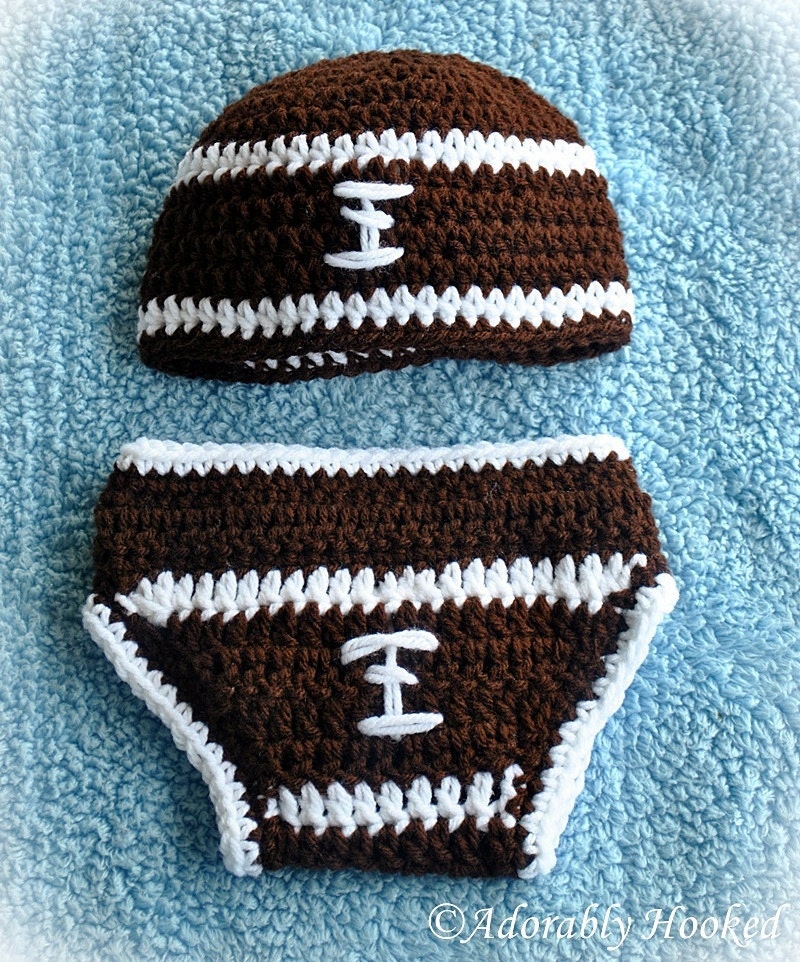 Baby Football Set, Football Diaper Cover Set, Football Hat, Football Beanie, MADE TO ORDER, Newborn to 12 Months
