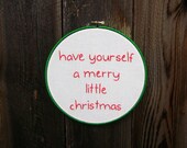 Embroidery Hoop Art- Christmas Quote Merry Christmas Carol
