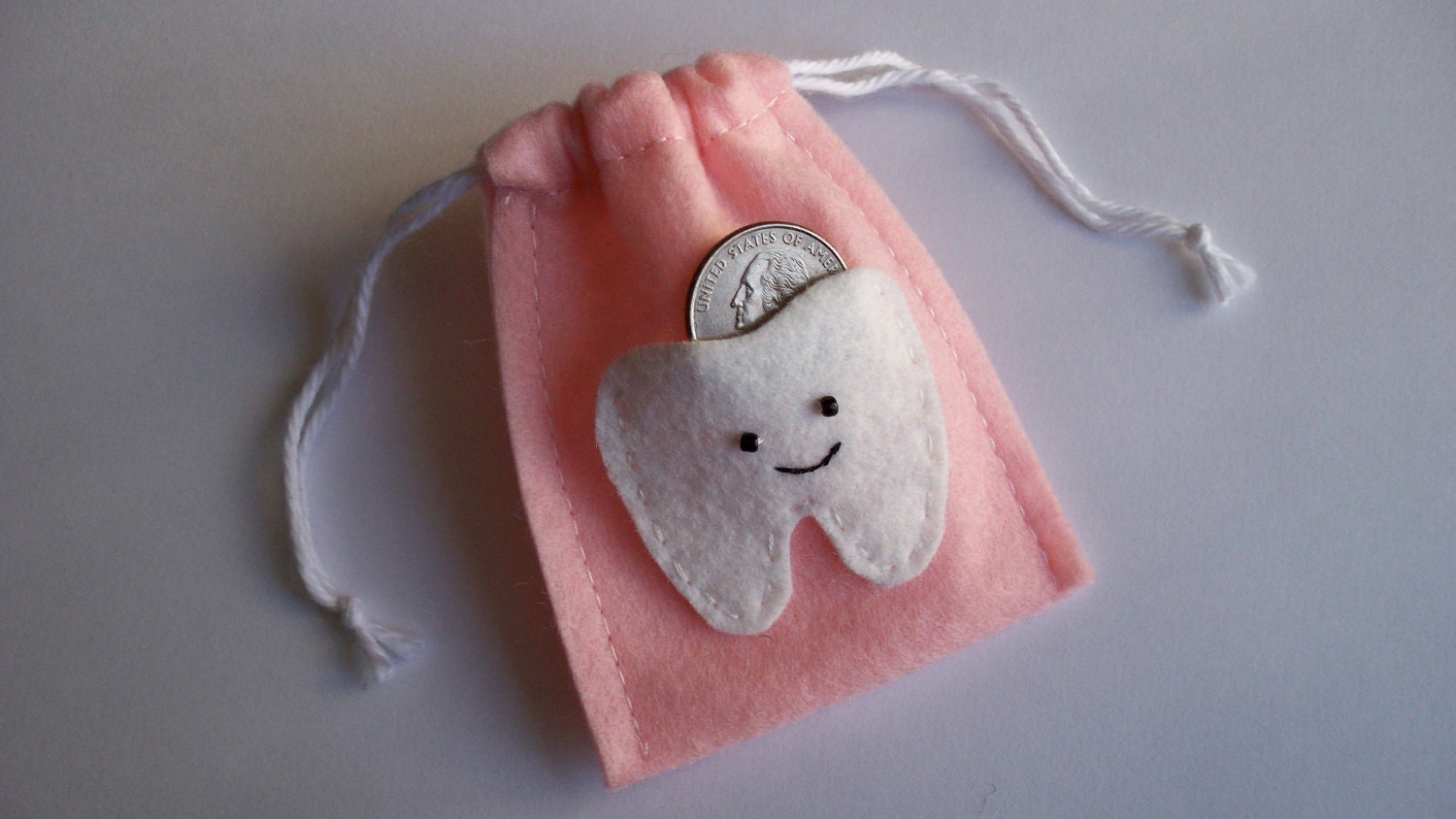 Light Pink Felt Tooth Fairy Bag