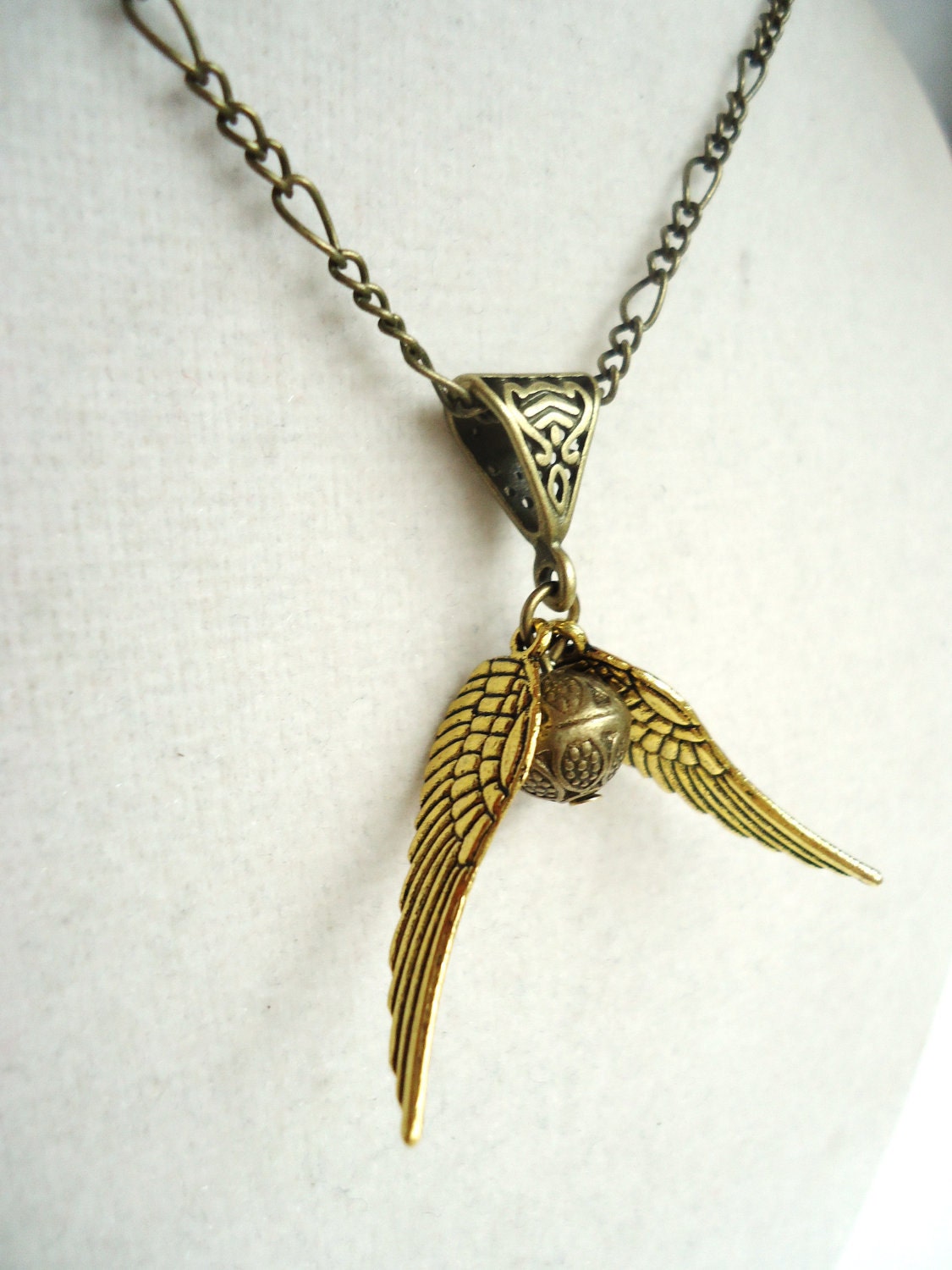 Steampunk Flying Orb & Golden Wings Necklace and Earring Set