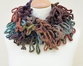Crochet Scarf  Frilly Extra Long Lacy Peacock