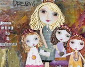 PRINCESS GIRLS - Every Girl is a Princess - Mixed Media Art Collage Painting 8x10 PRINT  Inspirational Art, Family Art, Whimsical Art