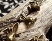 10pcs Antique Bronze Miss Bunny Charms Pendants Drops A30-Rd