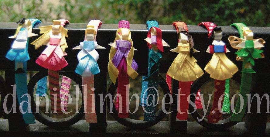 ribbon sculpture disney inspired princess clips or headband (price is for 5