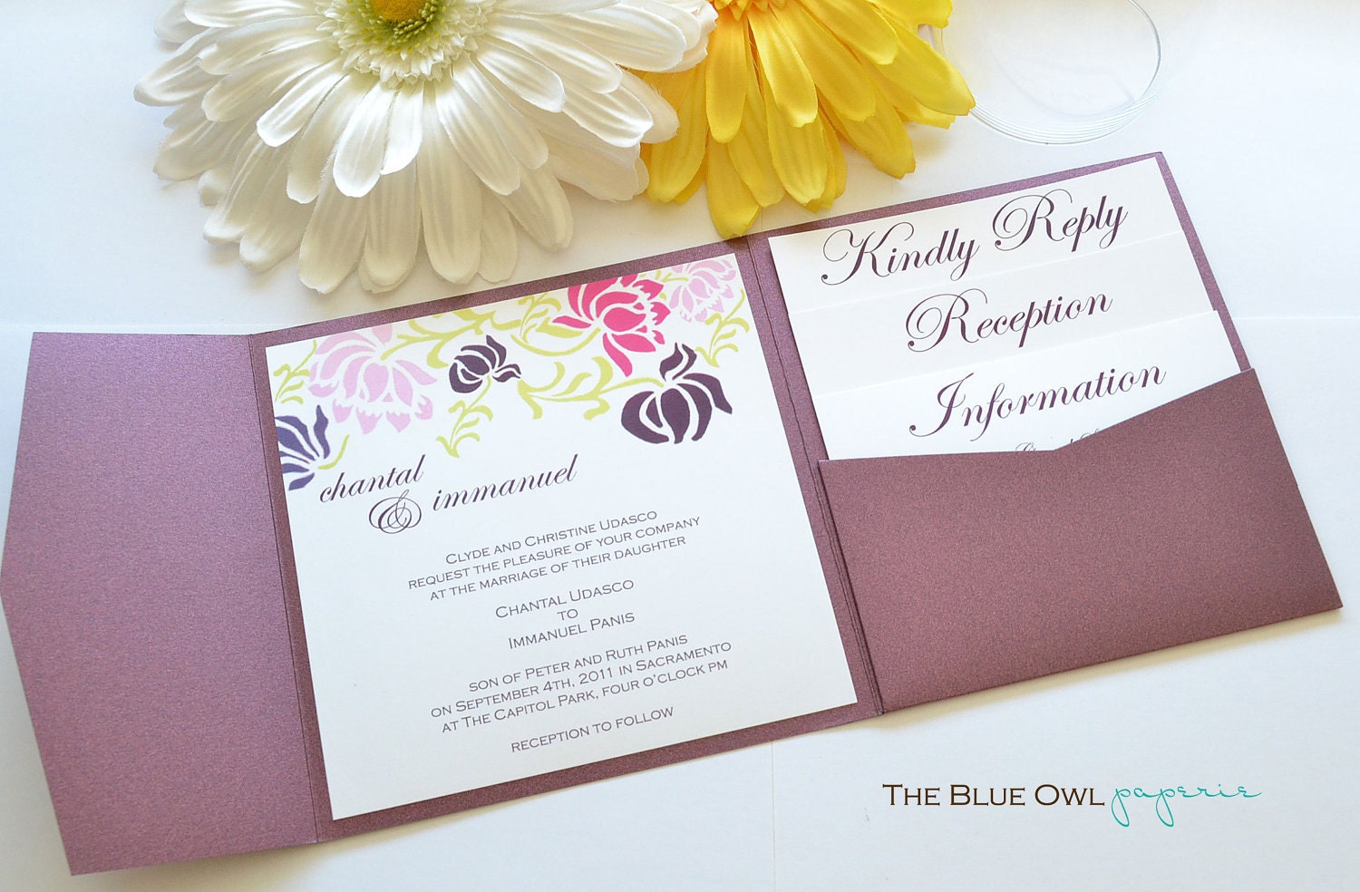 Modern Pocketfold Invitation - Chantal style - Sample listing