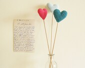 Crochet Hearts Romantic  Photo Props Custom Colors Spring Wedding Table Decor or Favors  by Cherrytime