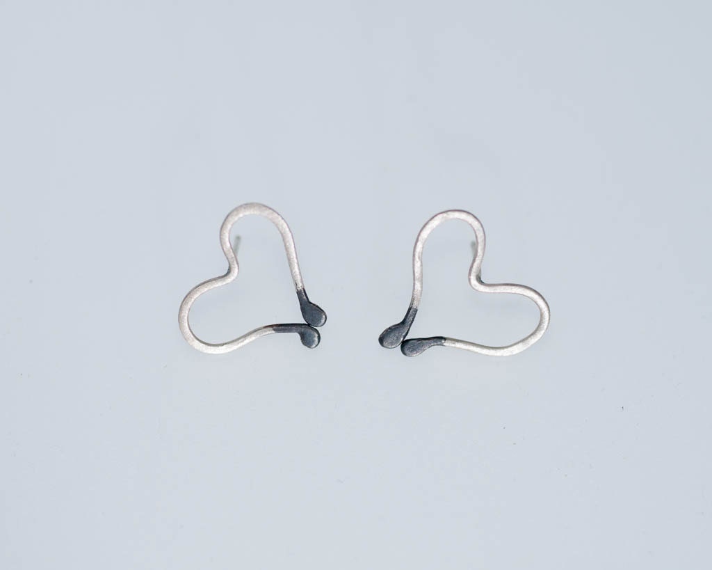 The One Perfect Match Sterling Silver Heart Earrings Symbolic Jewelry Romantic Flame Valentines Day Gift Ready to Ship Original Design