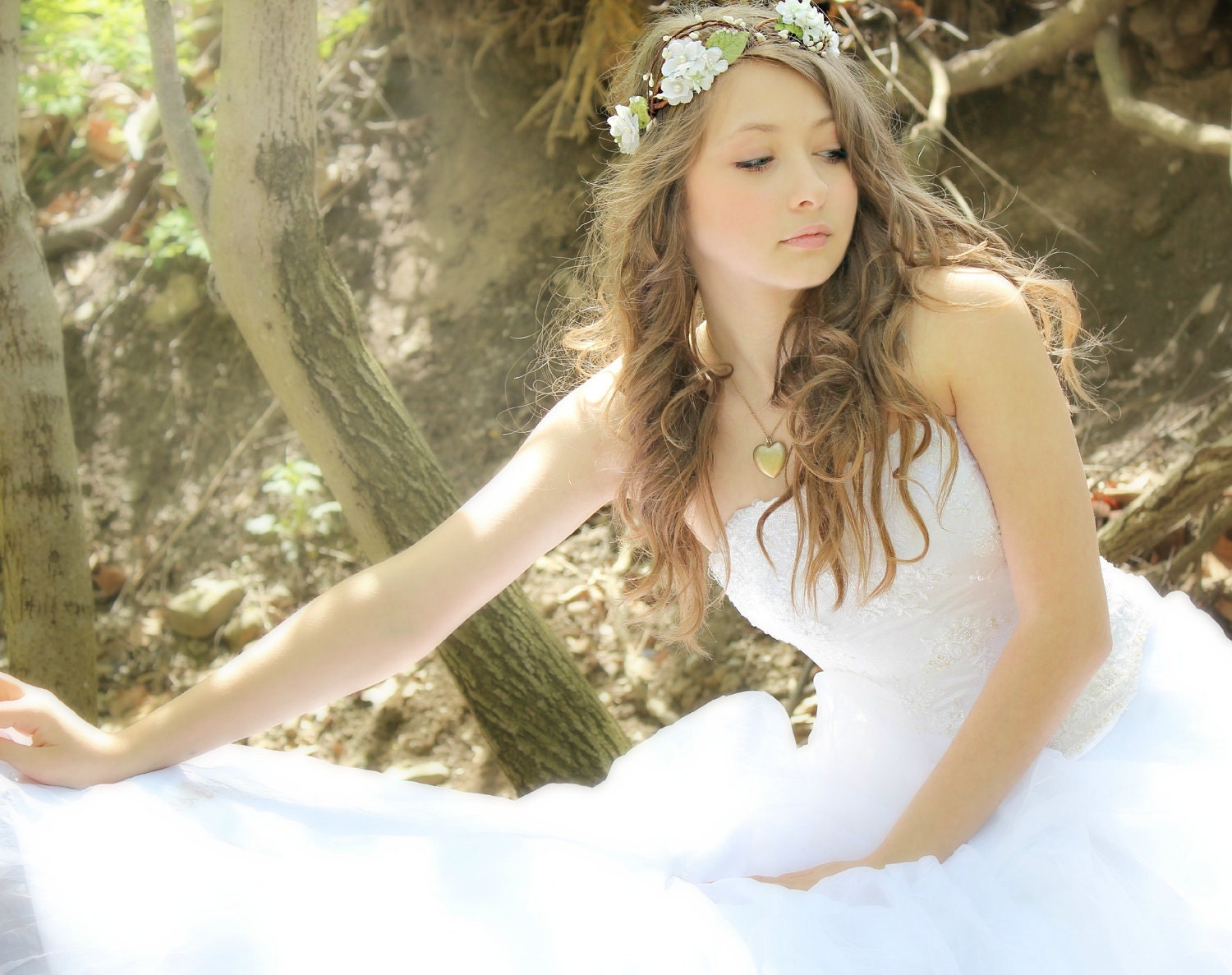 Flower Crown Millinery Leafs , Woodland Wedding, Hair Flower, Whimsical Headband, fairy wedding bridal,  white - MARIA -