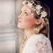 Flower Cascade Crown, Wedding Tiara, wedding accessories, bridal flower,  White whimsical wedding - MORA-