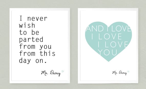 Mr. Darcy quotes  Set of 2  8x10 Art Prints