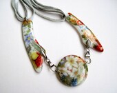Fused Glass   Floral Tender Lily Necklace  OOAK