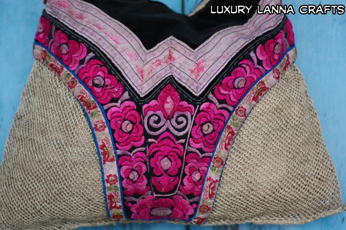 SALE 30% OFF Vintage Handmade Hmong Textile messenger ethnic hilltribe bag HM2012-103