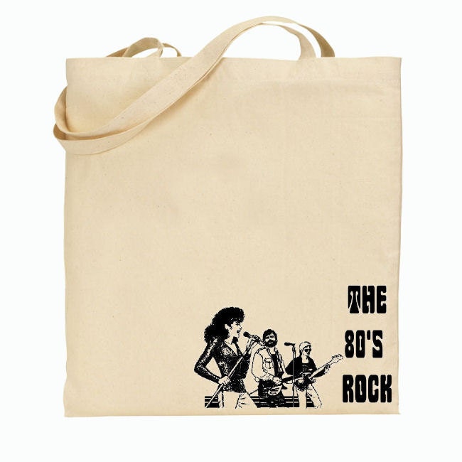 Eco Friendly Canvas Tote Bag - Reusable Grocery Bags - Unique Images - 80s Rock Band
