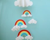Rainbows and Clouds 3D Hanging Baby Mobile/3D Paper Mobile/Nursery Mobile