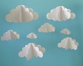 Two Separate Hanging Cloud Mobiles, Hanging Baby Mobile, 3D Paper Mobile, Nursery Mobile, Baby mobile