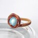 Turquoise blue ring cocktail ring enameled copper wire wrapped jewelry size 6,5