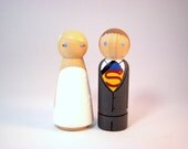 Superhero and his Bride Peg Doll Custom Wedding Cake Toppers