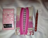Pink Zippered Pouch Gingham Sewing Motif