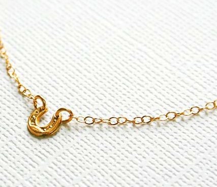 LUCKY HORSESHOE NECKLACE (Sterling Silver-Yellow Gold Plated) 032
