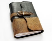 Handmade Leather Journal with buckle closure, 320 pages, lined paper - ArtStitch