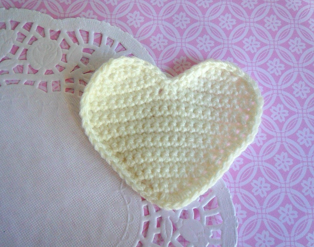 Crocheted Cream Hearts