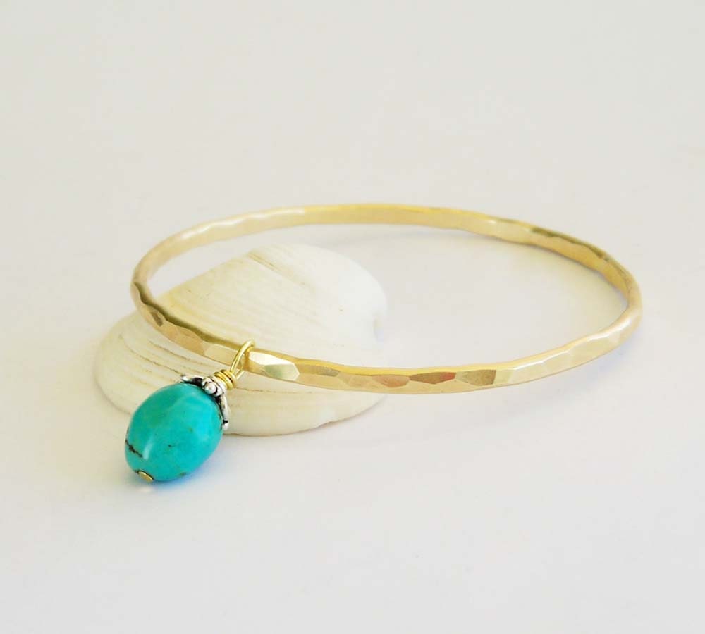 Turquoise Bangle Bracelet Brass Jewelry Modern Jewelry