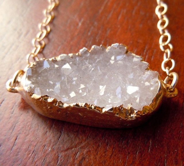 Druzy Bracelet, White and Gold