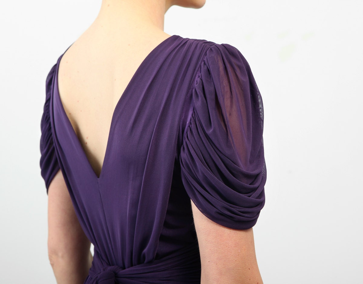 Mia Dress- Sequin embellished satin jersey v neck maxi evening dress