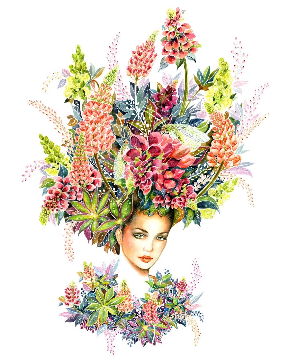 Flower girl art print - Lupin 10x12