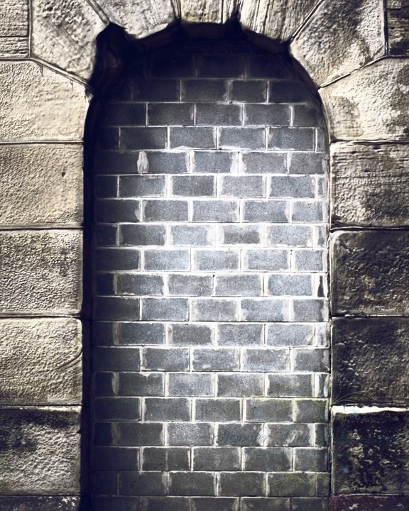 Magic Word Required / 8x10 Fine Art Photograph / historic door doorway brick concrete industrial / gray grey white tan / saint louis