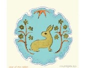 Year of the Rabbit - Fine Art Print of an original gouache painting