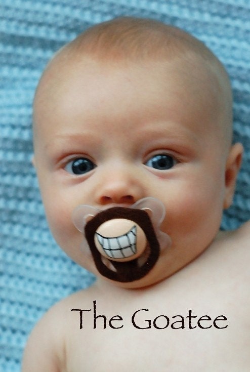The Goatee- Hand Cut Custom Mustache Pacifier- Brown