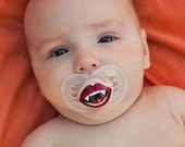 TWILIGHT- Vamp it Up- Limited Edition- Custom Hand Painted Pacifier MAM 6 to 18 Month CLEAR