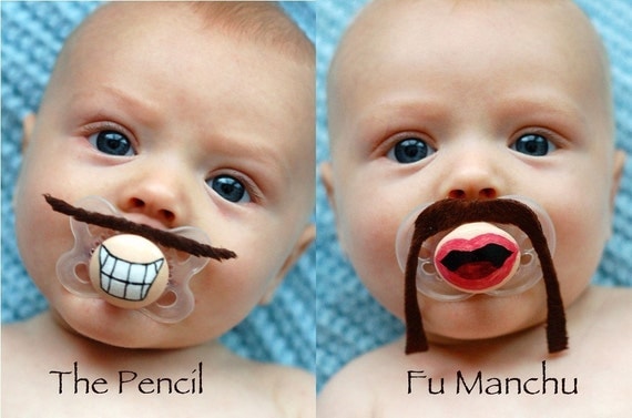 Hand Cut Custom Pacifier Mustaches with Pacifier