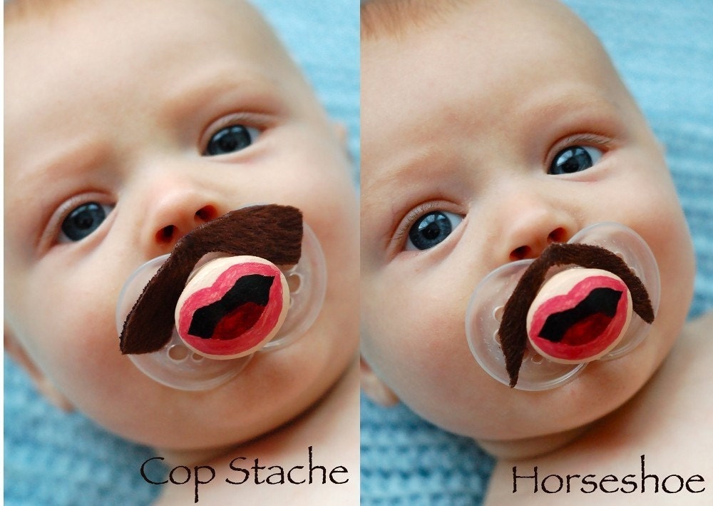 Hand Cut Custom Pacifier Mustaches with Pacifier